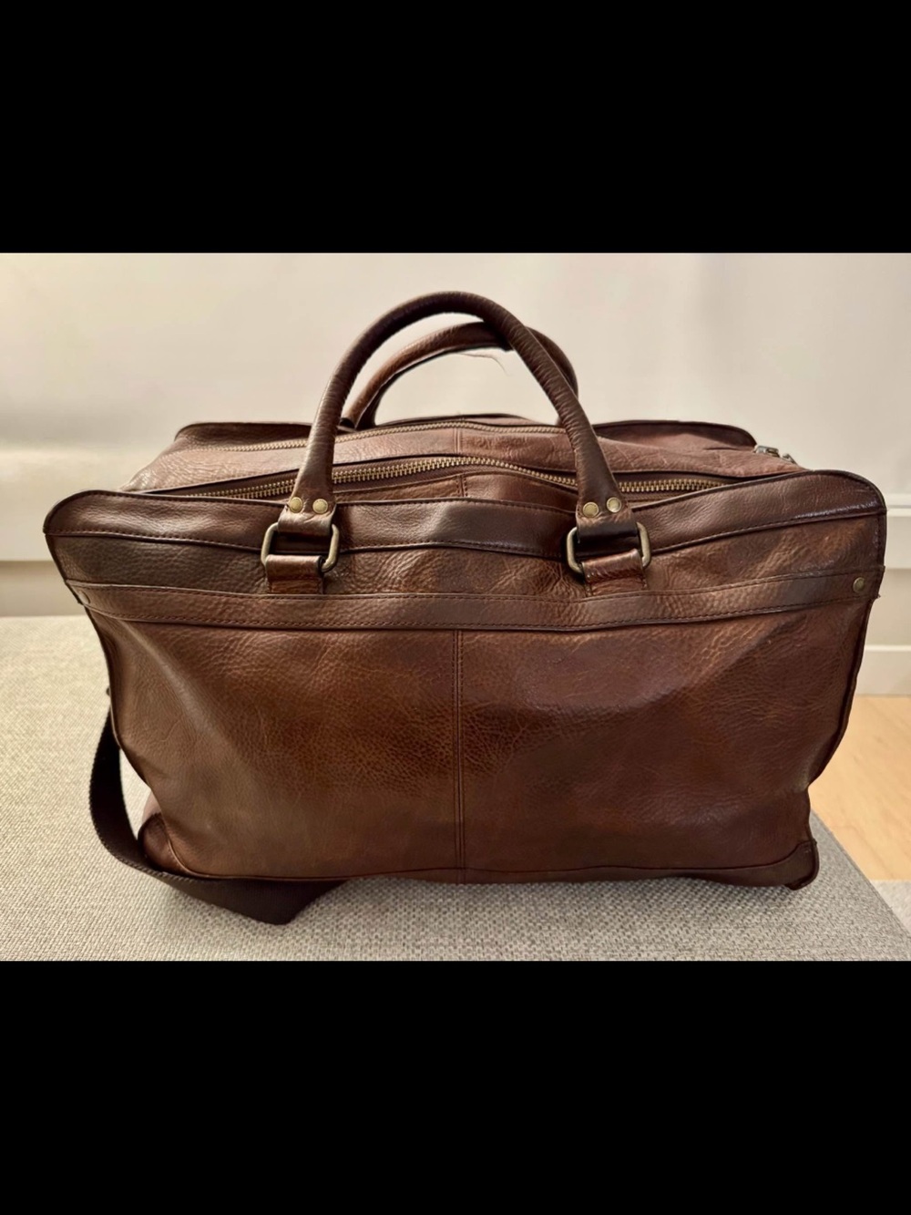 Classic Ted Baker Vintage Brown Leather Weekender Bag -